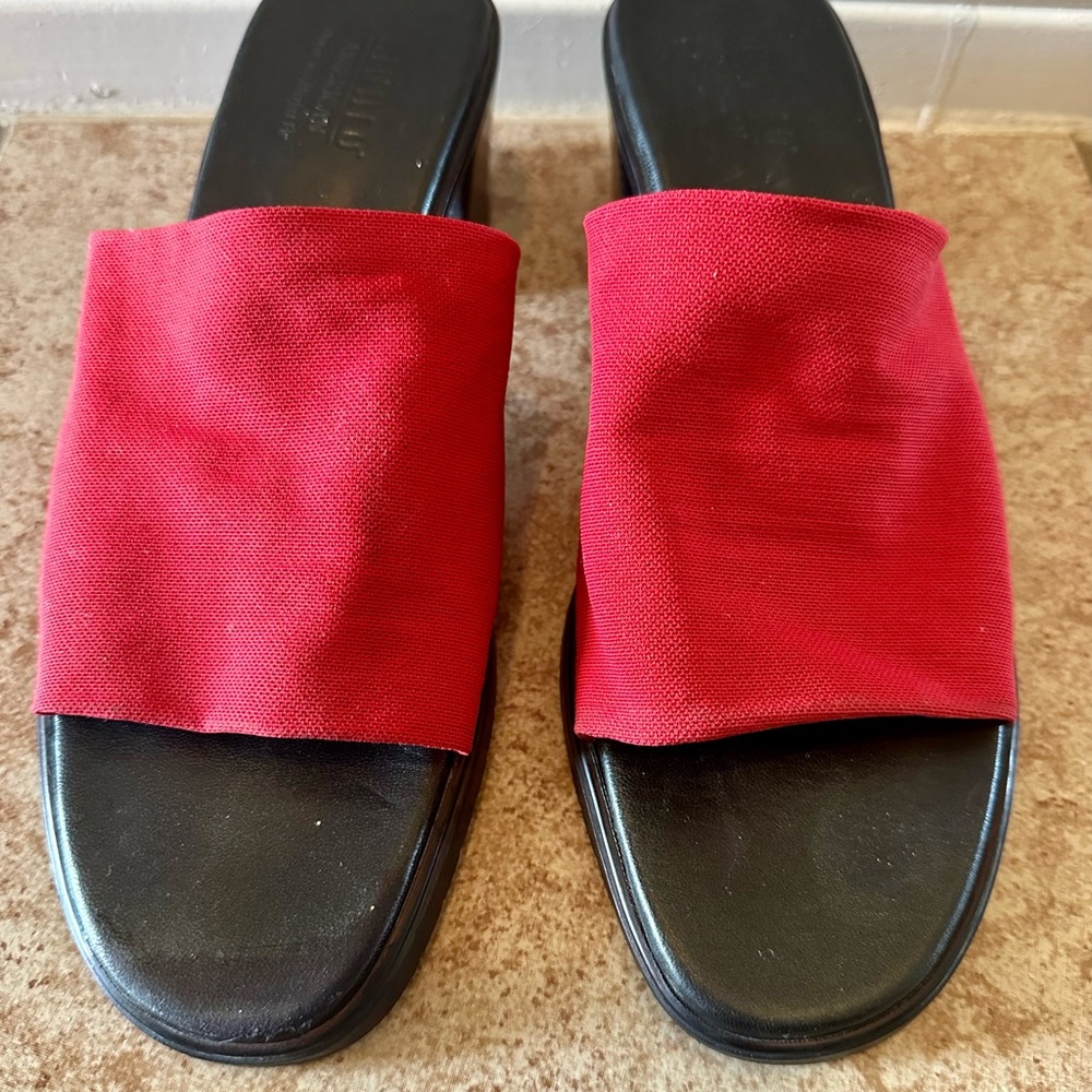 Vintage Style 1990s Stretchy Fabric Slip On Mules